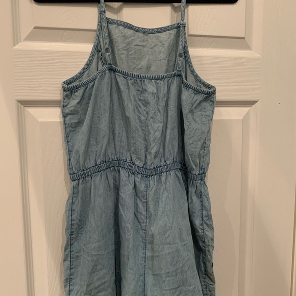 Denim Romper w Embroidery detail - Picture 2 of 4